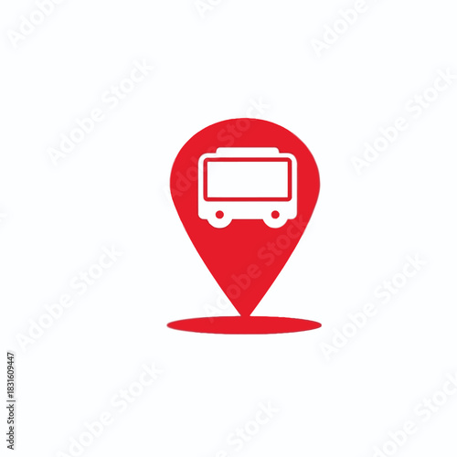 Red Bus Location Pin Icon, map pointer icons
