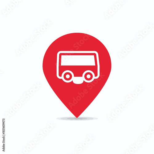 Red Bus Location Pin Icon, map pointer icons