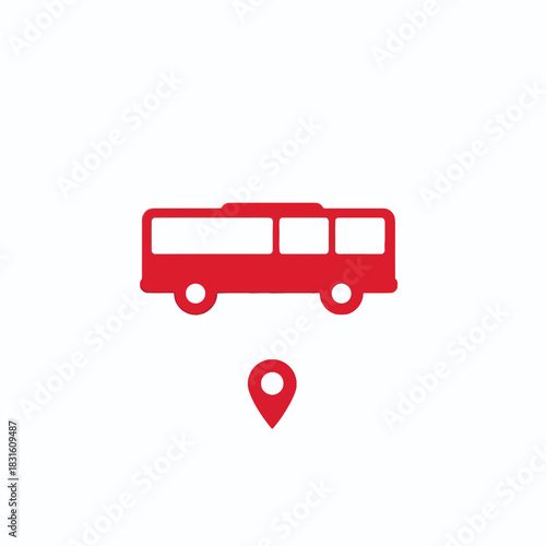 Red Bus Location Pin Icon, map pointer icons