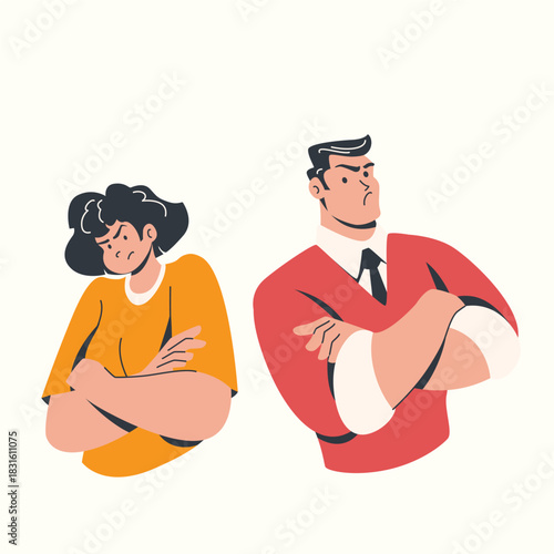 Mad People Feeling Anger a frustrated team trying to control rising anger during a tense discussion illustration