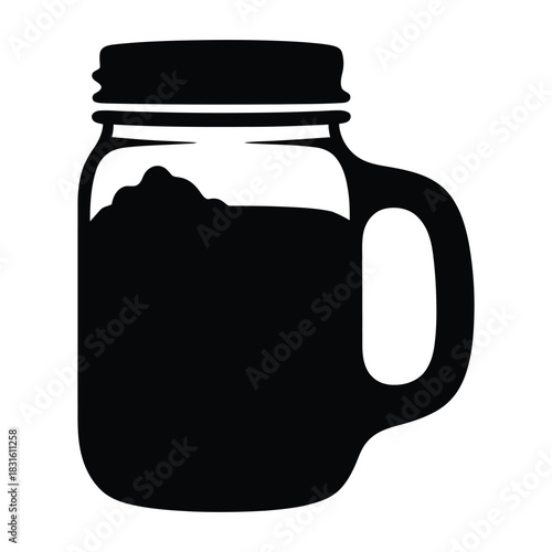 Mason jar cold brew Vector, Silhouette, Illustration