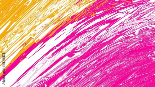 Vibrant Pink and Yellow Fluid Streak Abstract Background