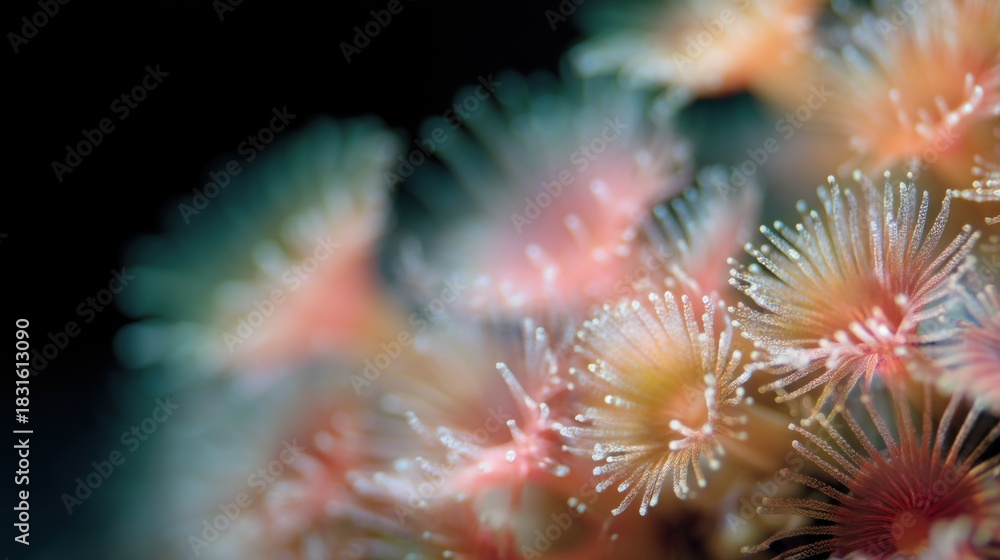 Fototapeta premium Close-up of a group of coral-like structures. the structures are arranged in a cluster, with some overlapping each other.