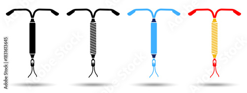 Intrauterine device icon. Intrauterine device icon on a white background, isolated. The icon has uses in applications and websites. Vector illustration. Intrauterine device icon on a white background.