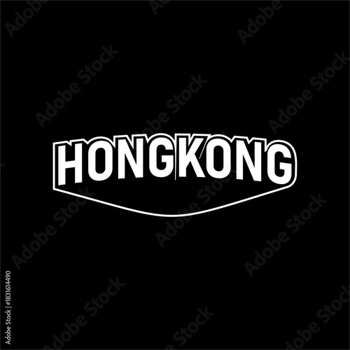 Illustration vector graphic typography of hongkong on black background. hongkong text vintage. Good for template background, t-shirt, banner, poster, etc. 