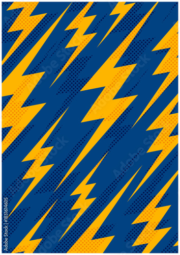 雷・稲妻のダイナミックなポップアート風背景ベクター