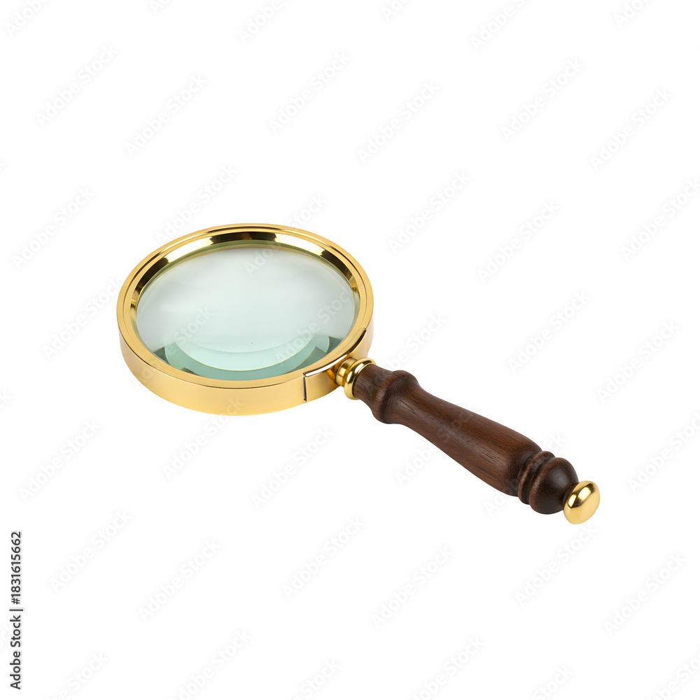 Fototapeta premium Gleaming magnifying glass on black backdrop