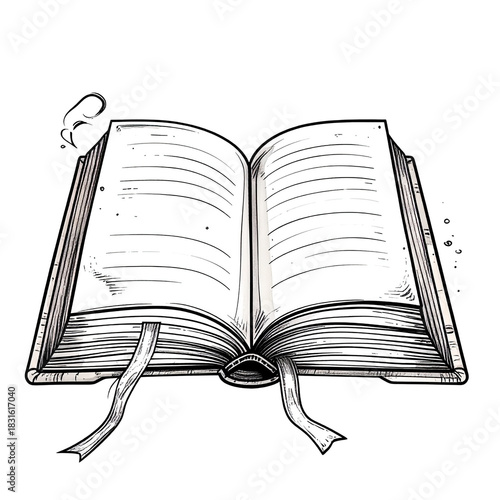 Open book awaiting thoughts imprint