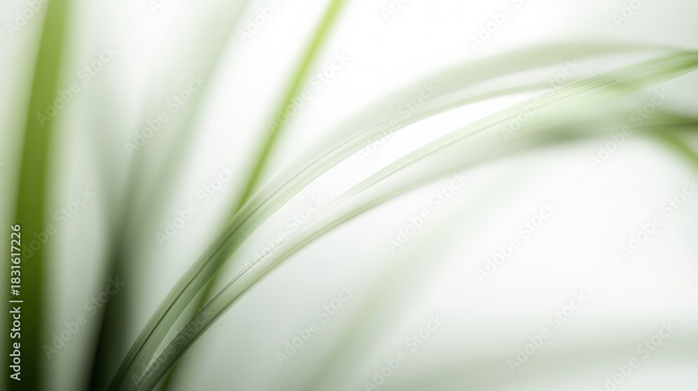 Fototapeta premium Elegant close up of green grass blades with a soft focus in a serene white background