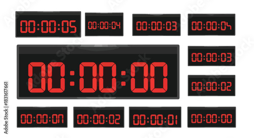 Digital timer display with various countdown times