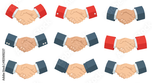 Handshake business agreement concept with various suits