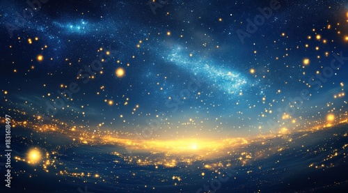 Expansive Cosmic View of Stars and Galaxies in a Richly Colored Night Sky