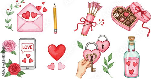 Valentine's day love and romance vector illustrations