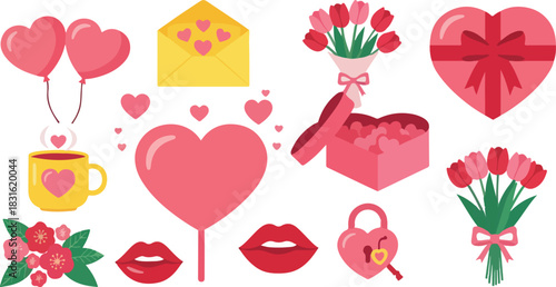 Romantic love and valentine's day themed icon collection