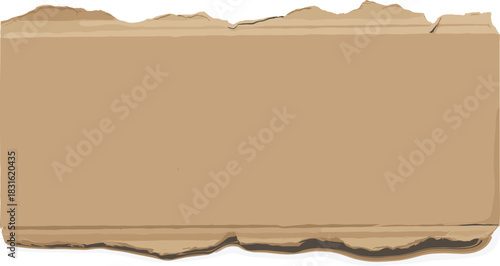 Torn cardboard icon vector illustration, rough edge rectangle, blank rustic texture, packaging design element, craft background