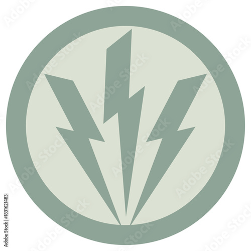 Aggression icon on a round green background. Vector symbol of anger, violence, and impulse control disorder, represented by a sudden lightning strike