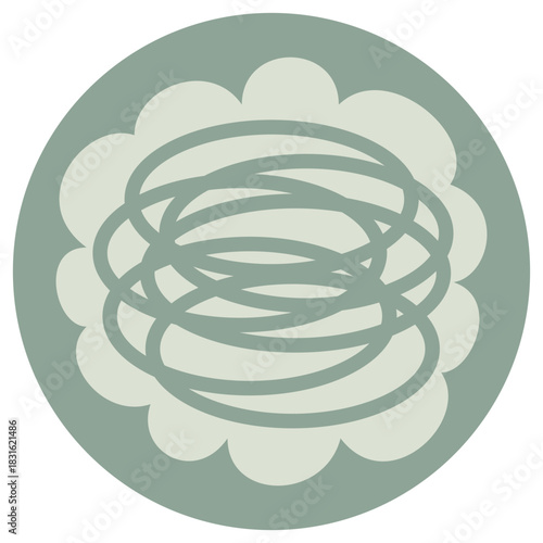 Panic icon on a round green background. Vector symbol of generalized anxiety, represented by a tight, overwhelming, and confusing knot of persistent worry