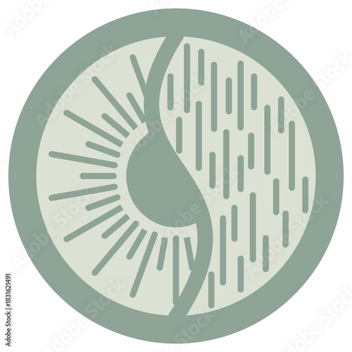 Mood Swings icon on a round green background. Vector symbol of emotional duality, rapid changes, and the sharp divide between high and low moods (Bipolar Disorder)