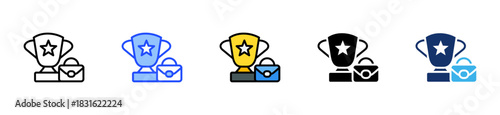 Work Achievement Icon Collection With Multiple Styles