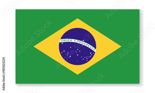 National flag of Brazil in flat style. Vector flat illustration.