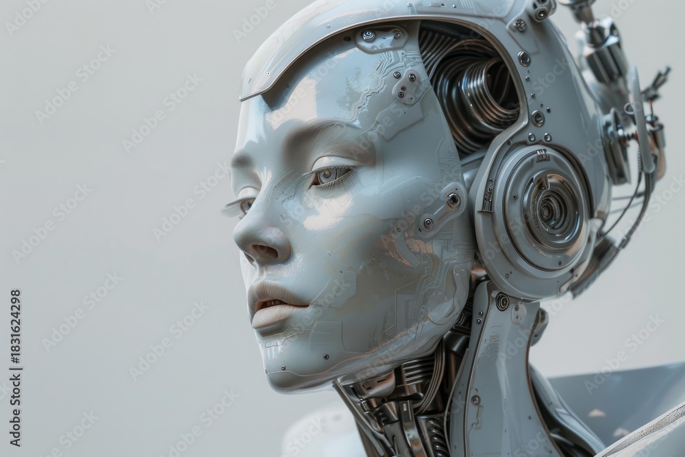 Fototapeta premium Close up of a female cyborg demonstrating advanced robotic and artificial intelligence concepts
