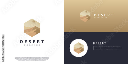 A modern desert logo, emblem design, outdoor nature symbol, graphic design template.
