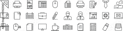 Work and Office Line Icon set – Business, Professional, Communication, Corporate, and Job Line Icon pack