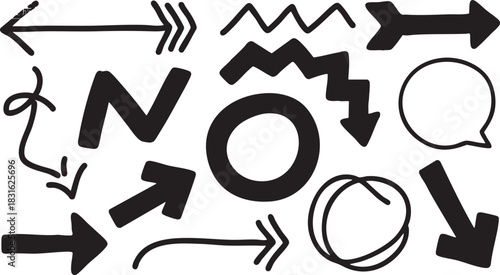 Hand-Drawn Arrow Clipart Set: Black Sketch Arrows, Directional Doodle Arrow Designs