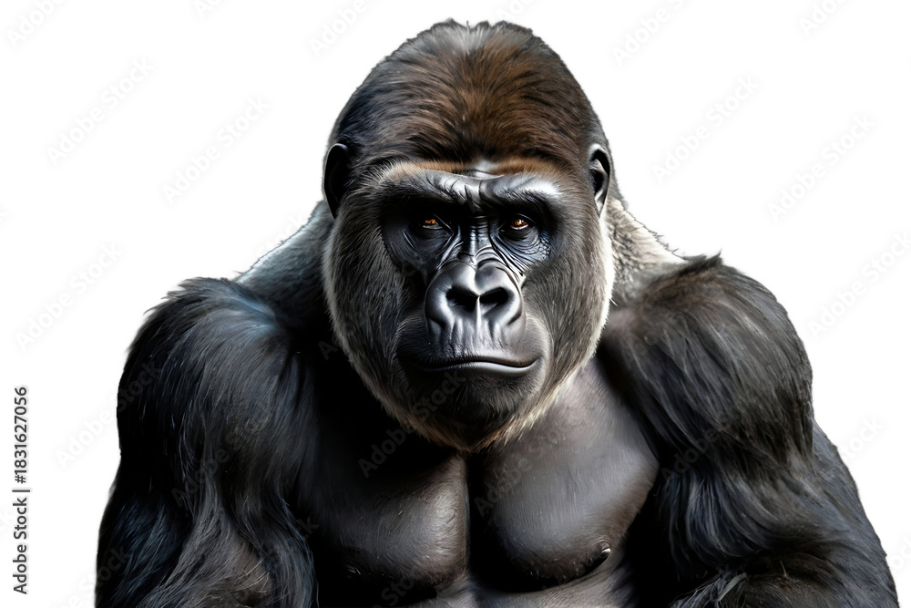 Obraz premium Gorilla Isolated White Background,Transparent PNG