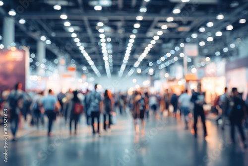 Wallpaper Mural Background of an expo or convention with blurred individuals in an exposition hall. Concept image for a international exhibition, conference center, corporate marketing, or event fair. High quality Torontodigital.ca