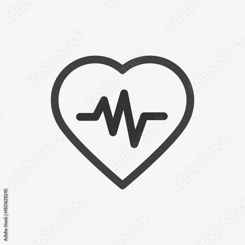 Outline heart beat icon isolated flat style design.