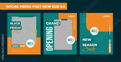 black friday sale discount social media post template new size