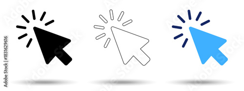 The cursor icon. The mouse cursor icon is highlighted on a white background. This icon can be used in three applications and on websites. Vector illustration. Cursor icon on a white background.