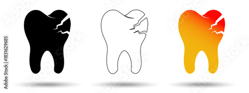 Toothache icon. Toothache icon on a white background, isolated. The icon has three uses in applications and websites. Vector illustration. Toothache icon on a white background.