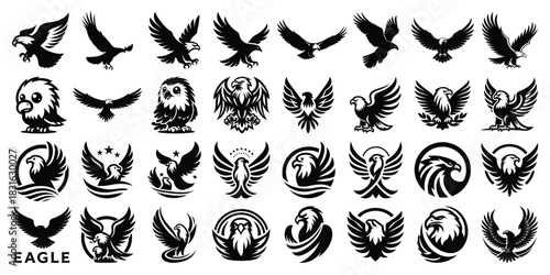 Eagle Silhouette and Logo Set Collection - Different Kinds of Eagle