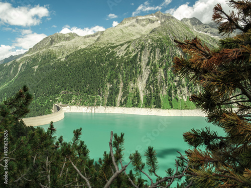 Schlegeis Dam and Reservoir Seen from the Olpererhütte Hiking Route