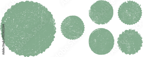 Grunge Handmade Eco circle stamp texture Set. Organic Vector round distressed banner . Green vector tags, badges. Paintbrush collection for ecology products .