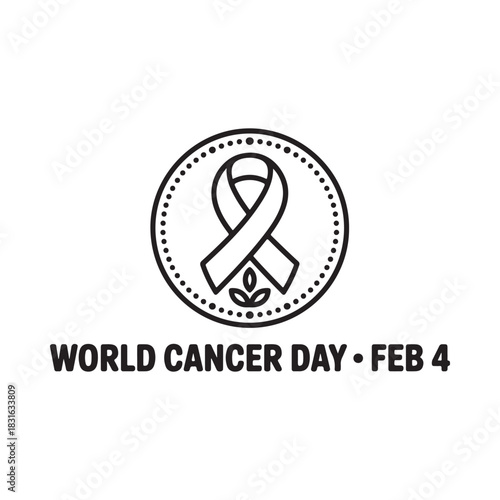 World cancer day awareness ribbon and date feb 4