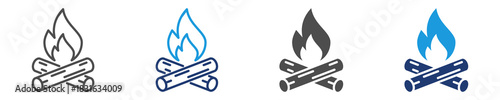 campfire icon set multiple stryle