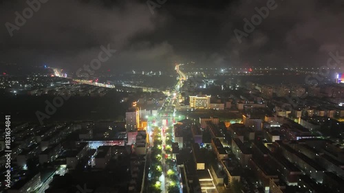 Wallpaper Mural Zhangye City Night Lights - Gansu Province, China Aerial View Torontodigital.ca