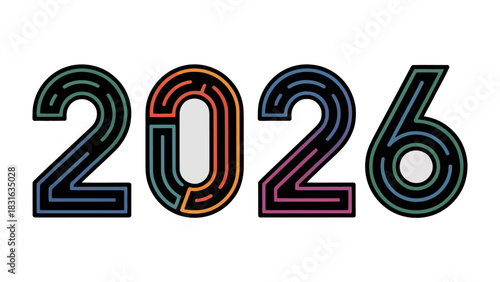 2026 Typography Design: The stylized numerals 2026, rendered in a modern design, symbolize the forward progression of time, embodying concepts of future innovation, planning, and anticipation.