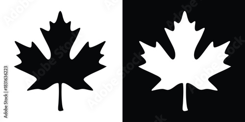 Maple leaf silhouette, Canadian maple leaf icon, Maple leaf logo