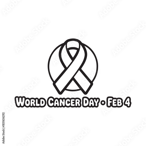 World cancer day feb 4 ribbon symbol outline