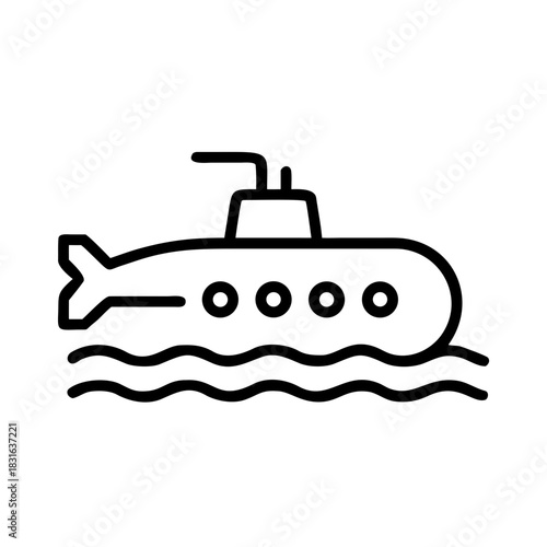 vector illustration of a submarine boat in outline