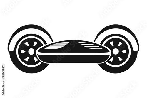 hoverboard black and white silhouette on white background