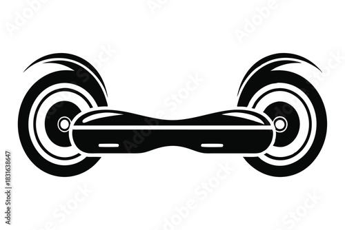 hoverboard black and white silhouette on white background