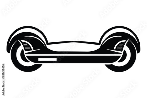 hoverboard black and white silhouette on white background