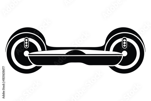 hoverboard black and white silhouette on white background