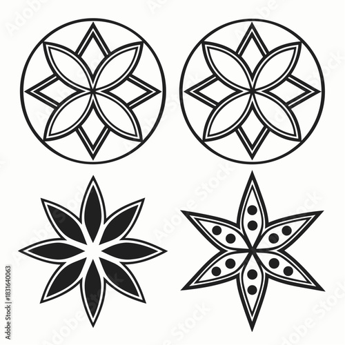 Geometric floral design stock art for crafters and designers.

