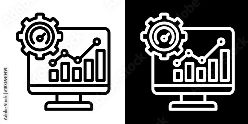 Performance Metrics Icon Set White Style Collection